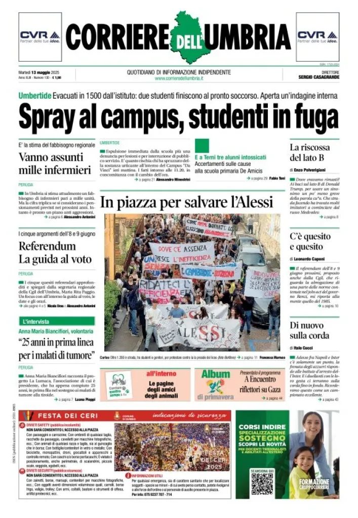 Prima-pagina-corriere umbria-del-2025-05-13